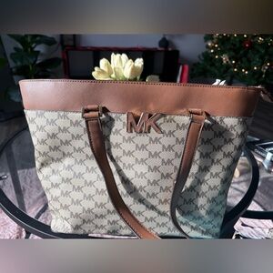 Michael Kors Florence Tan and Cream Signature Tote